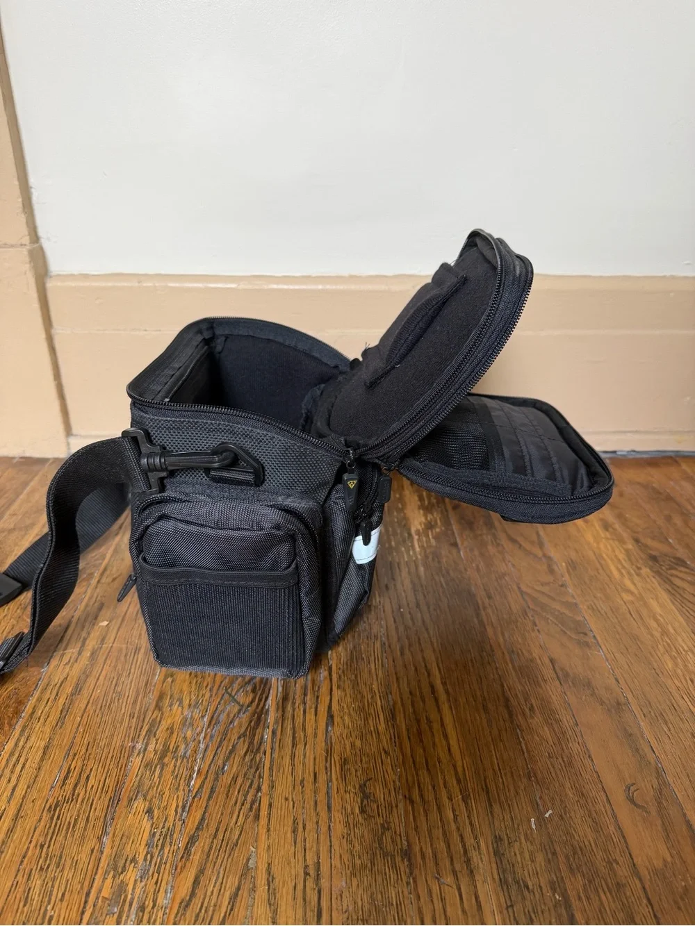 Black Camera Bag with Multiple Compartments